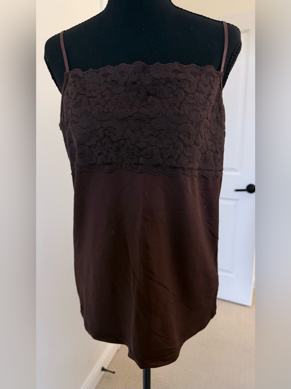Essentials Brown Lace-Trim Camisole